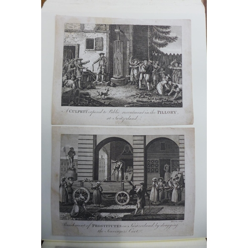 12 - A folio of 18th Century topographical engravings, including costumes, rituals, views, etc., approx 1... 