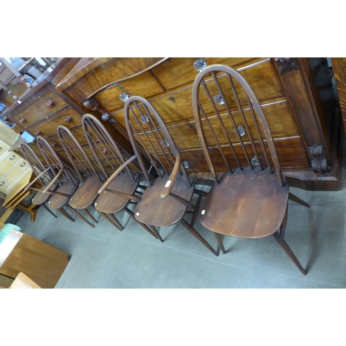 136 - A set of six Ercol dark elm and beech Quaker chairs