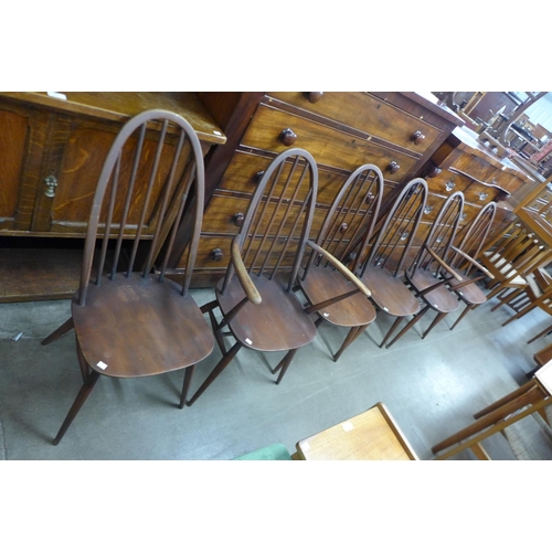 136 - A set of six Ercol dark elm and beech Quaker chairs