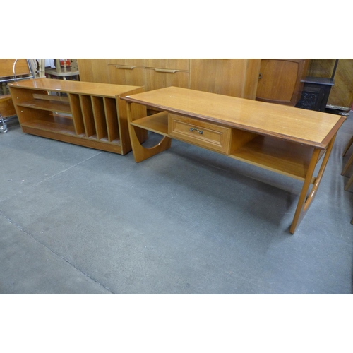 137 - A teak record cabinet and a teak single drawer coffee table