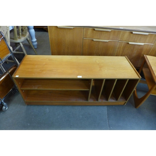 137 - A teak record cabinet and a teak single drawer coffee table