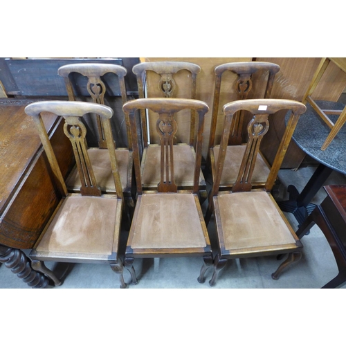 196 - A set of six Arts and Crafts beech dining chairs