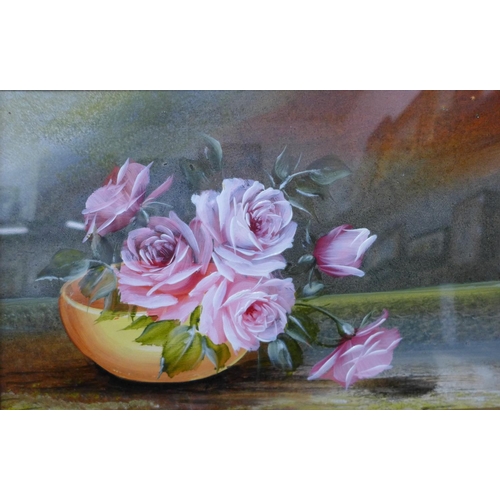 2 - English School (early 20th Century), pair of still lifes of flowers in bowls, oil and gouache on car... 