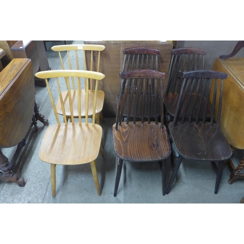 208 - A set of four beech kitchen chairs and another pair of kitchen chiars