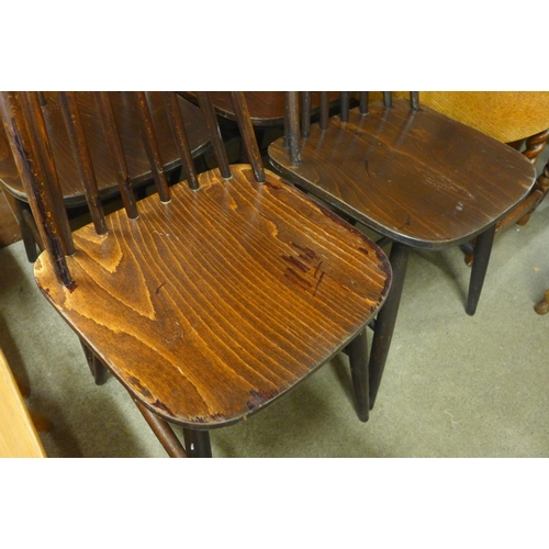 208 - A set of four beech kitchen chairs and another pair of kitchen chiars