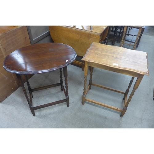 209 - Three oak barleytwist occasional tables