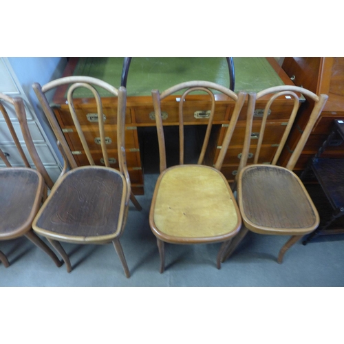 217 - A set of six beech bentwood chairs