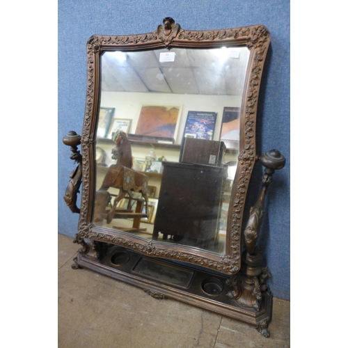 31 - A 19th Century French copper dressing table mirror, 79cms h