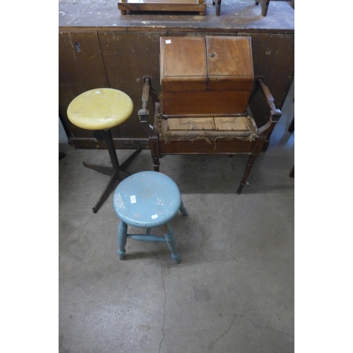 331 - Three stools and a stationery cabinet