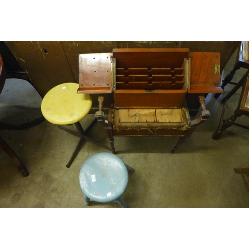 331 - Three stools and a stationery cabinet