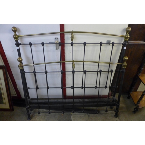 344 - A Victorian brass and steel double bed