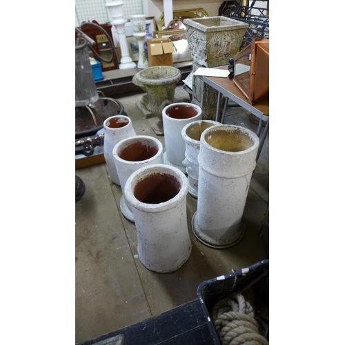 351 - Six painted chimney pots