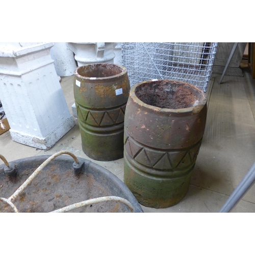 358 - A pair of terracotta chimney pots