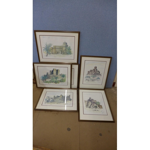 374 - A set of six signed limited edition prints, Middle Eastern scenes