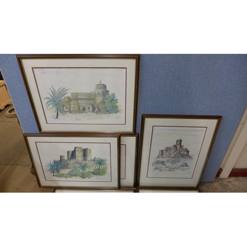 374 - A set of six signed limited edition prints, Middle Eastern scenes