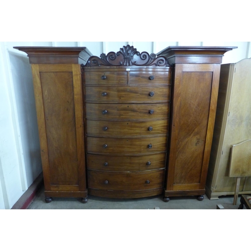 38 - A Victorian mahogany combination breakfront wardrobe, 194cms h, 234cms w, 65cms d