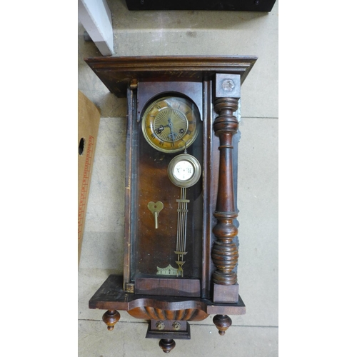 393 - A Vienna wall clock and mantel clocks, a/f