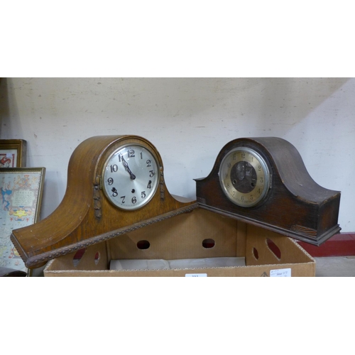 393 - A Vienna wall clock and mantel clocks, a/f