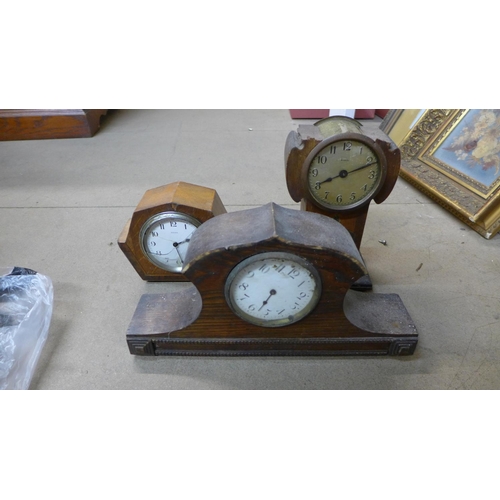 393 - A Vienna wall clock and mantel clocks, a/f