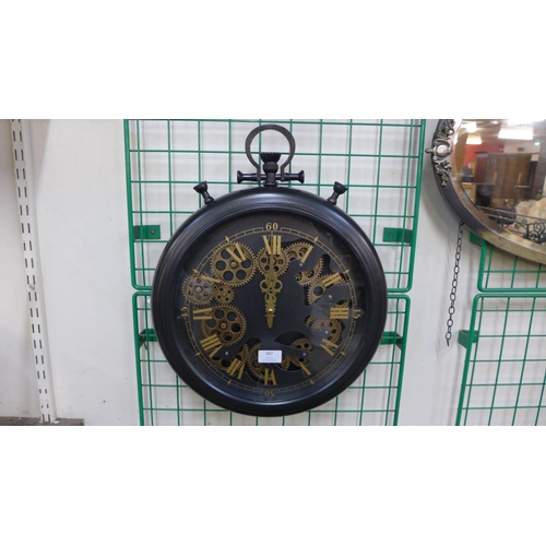 397 - A French style circular skeleton wall clock