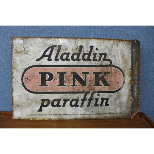 406 - A double sided enamelled Aladdin Pink Paraffin sign