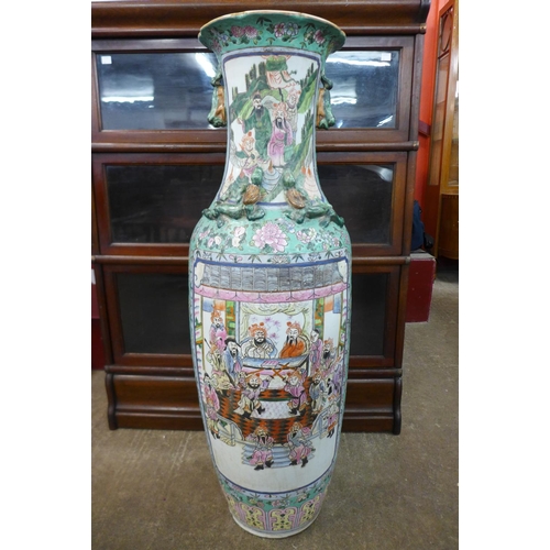 70 - A large Chinese famille vert porcelain vase, 98cms h