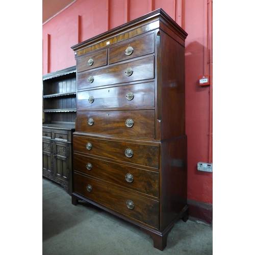 74 - A George III mahogany chest on chest, 178cms h, 115cms w, 53cms d