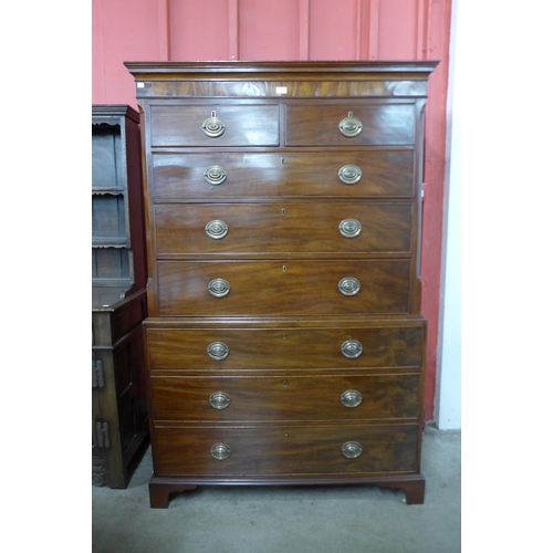 74 - A George III mahogany chest on chest, 178cms h, 115cms w, 53cms d