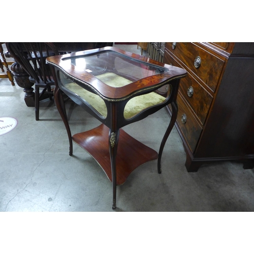 76 - A Victorian mahogany, marquetry inlaid and gilt metal bijouterie table, 76cms h x 63cms w