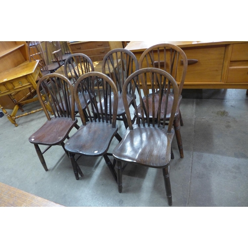 78 - A set of six elm and beech Windsor chairs