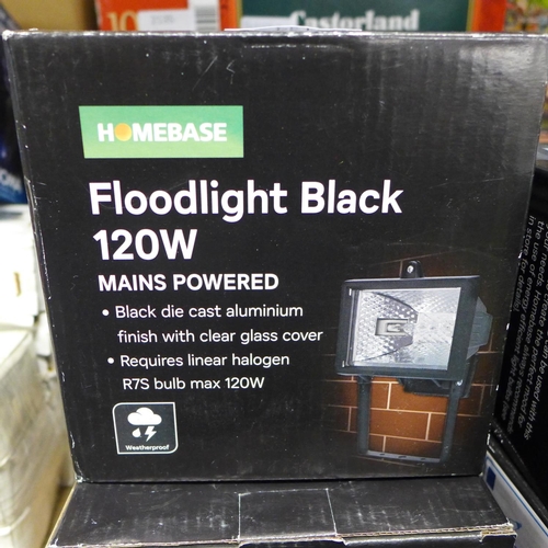 2081 - 5 Homebase mains powered 120w black floodlights - boxed and unused