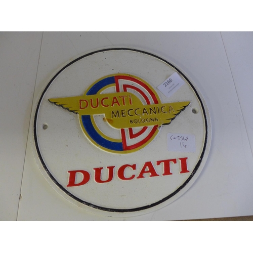 2091 - Cast Ducati motorbike plaque * This lot is subject to VAT