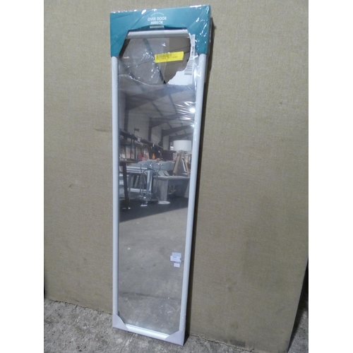 3044 - A white framed over the door mirror (120cm x 34cm) * This lot is subject to VAT