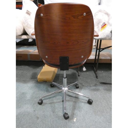 3099 - A black/dark walnut style swivel office chair * this lot is subject to VAT