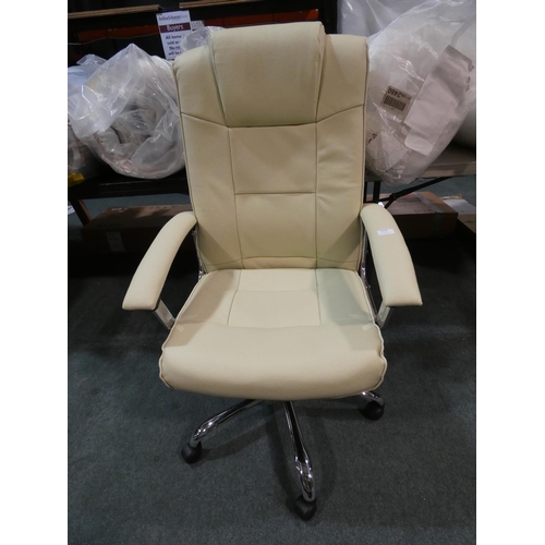 3100 - A cream/chrome style swivel office chair * this lot is subject to VAT