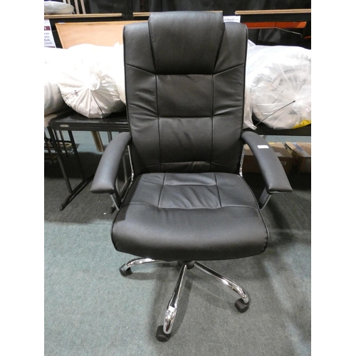 3101 - A black/chrome style swivel office chair * this lot is subject to VAT