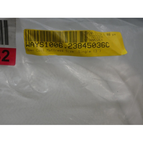 3102 - A single open coil mattress * this lot is subject to VAT