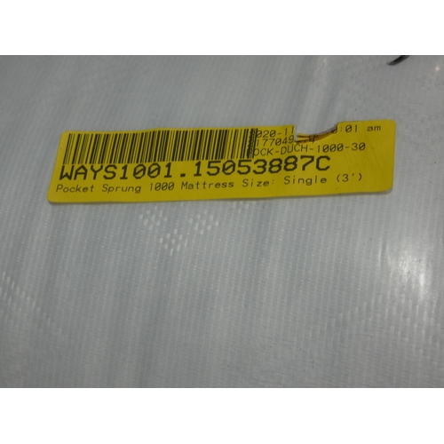 3109 - A single 1000 pocket sprung mattress * this lot is subject to VAT