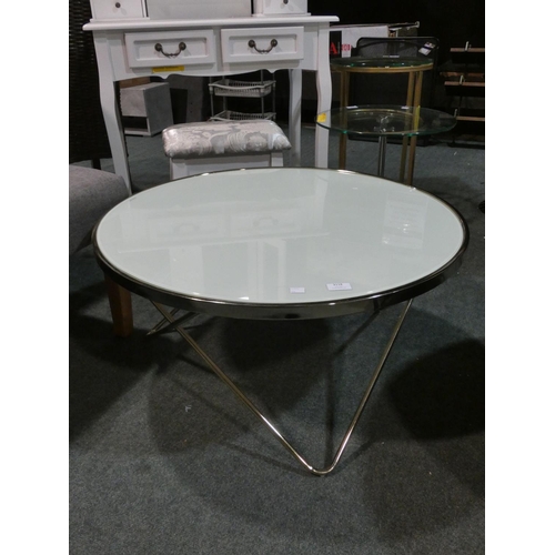 3118 - A glass/gold finish circular coffee table (dia 80cm) * this lot is subject to VAT