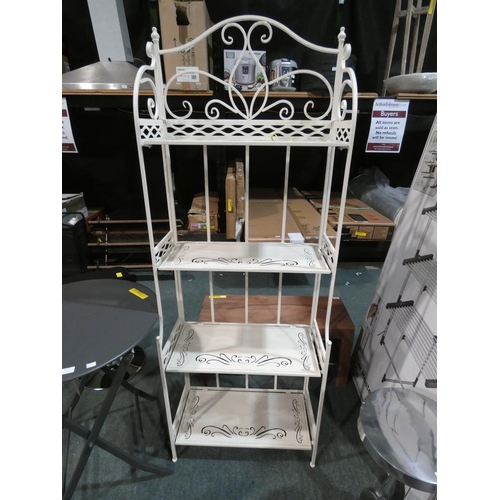 3120 - A rustic cream metal 4-tier display unit (H165 x W62cm) * this lot is subject to VAT