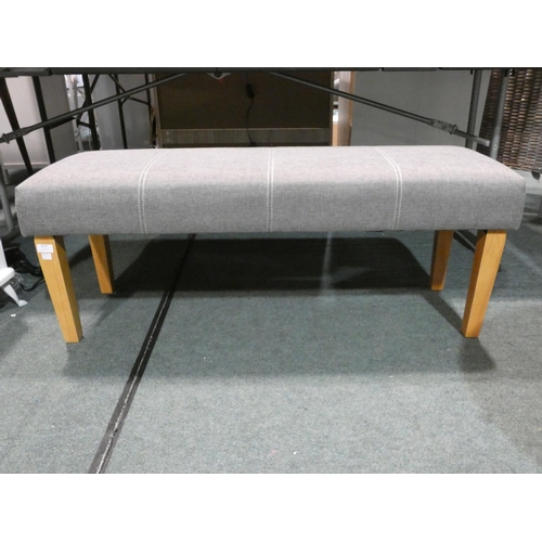 3124 - A grey fabric upholstered bench (H46 x W120 x D44cm) * this lot is subject to VAT