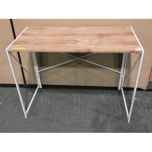 3136 - A wood/white metal framed desk * this lot is subject to VAT