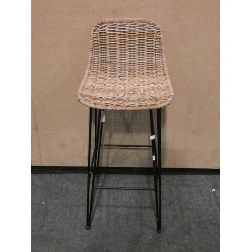 3138 - A black/metal/wicker style stool * this lot is subject to VAT