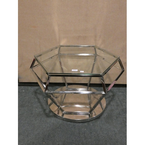 3143 - A chrome/glass topped coffee table * this lot is subject to VAT