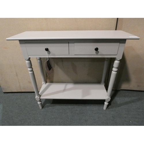 3147 - A grey painted two drawer console table * this lot is subject to VAT