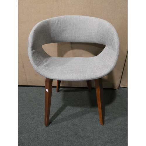 3150 - A set of four grey fabric armchairs on darkwood legs * this lot is subject to VAT