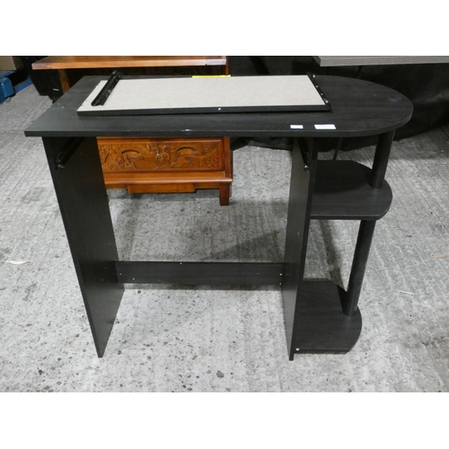 3215 - A black curved end computer desk (small) * this lot is subject to VAT