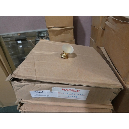 3320 - 25 Hafele gold/frosted glass knobs