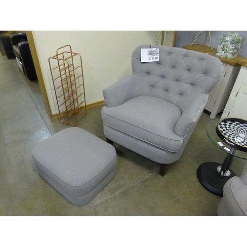 1453 - A fabric chair with ottoman (4043-33) - RRP £291.66 + VAT * this lot is subject to VAT Missing legs ... 