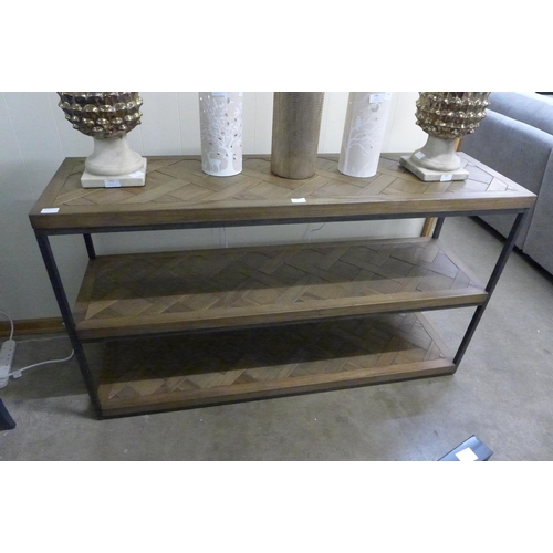 1482 - A hardwood and steel console table